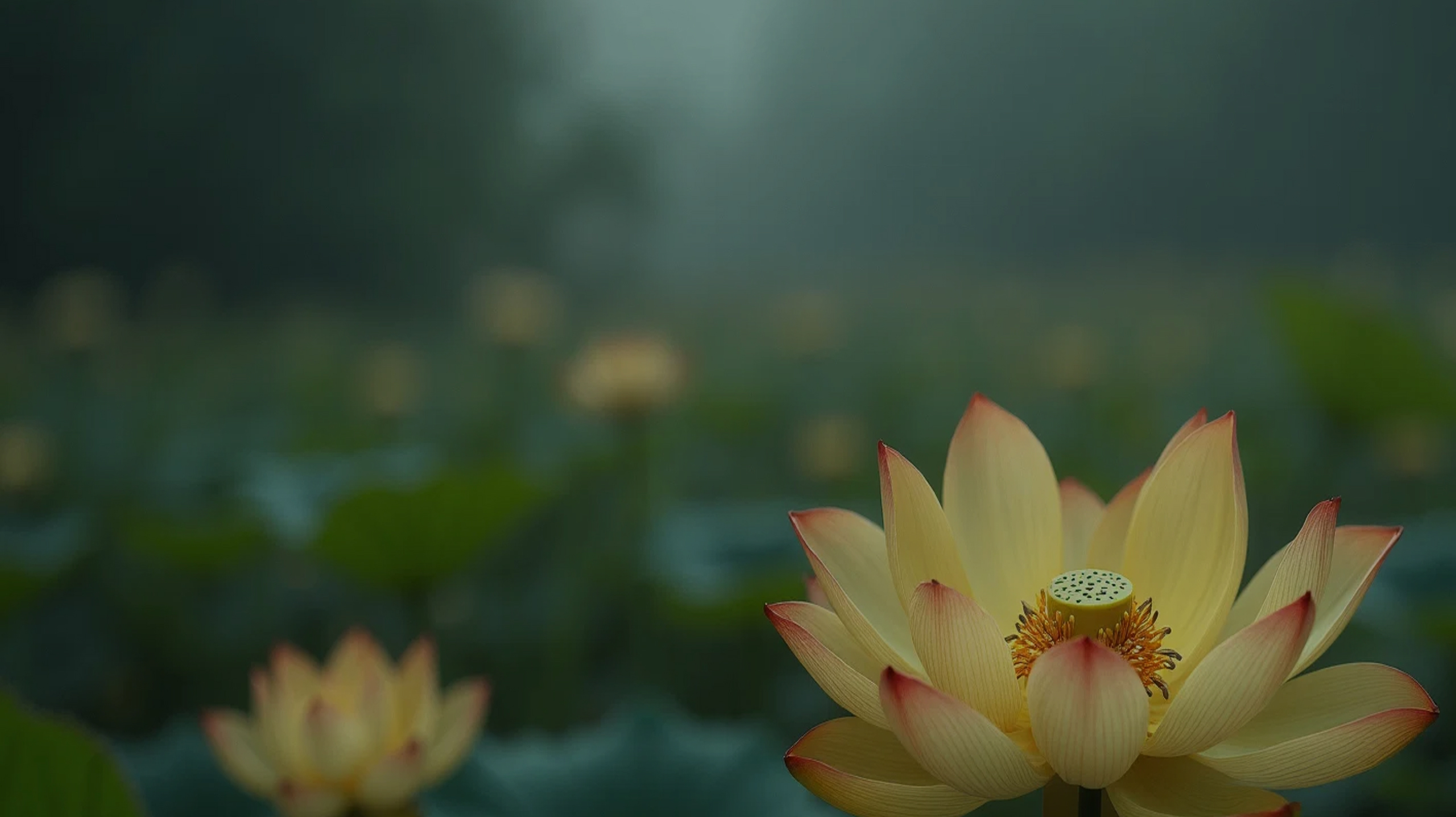 A lotus flower in a pond